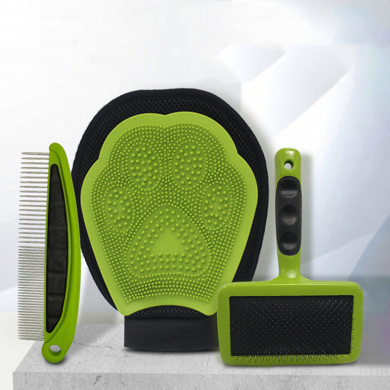 JMT-408202 Pet Grooming Cleaning Set with Rake Comb and Bath Gloves for Hair Removal