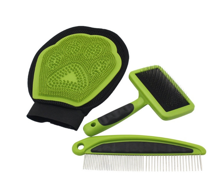 JMT-408202 Pet Grooming Cleaning Set with Rake Comb and Bath Gloves for Hair Removal