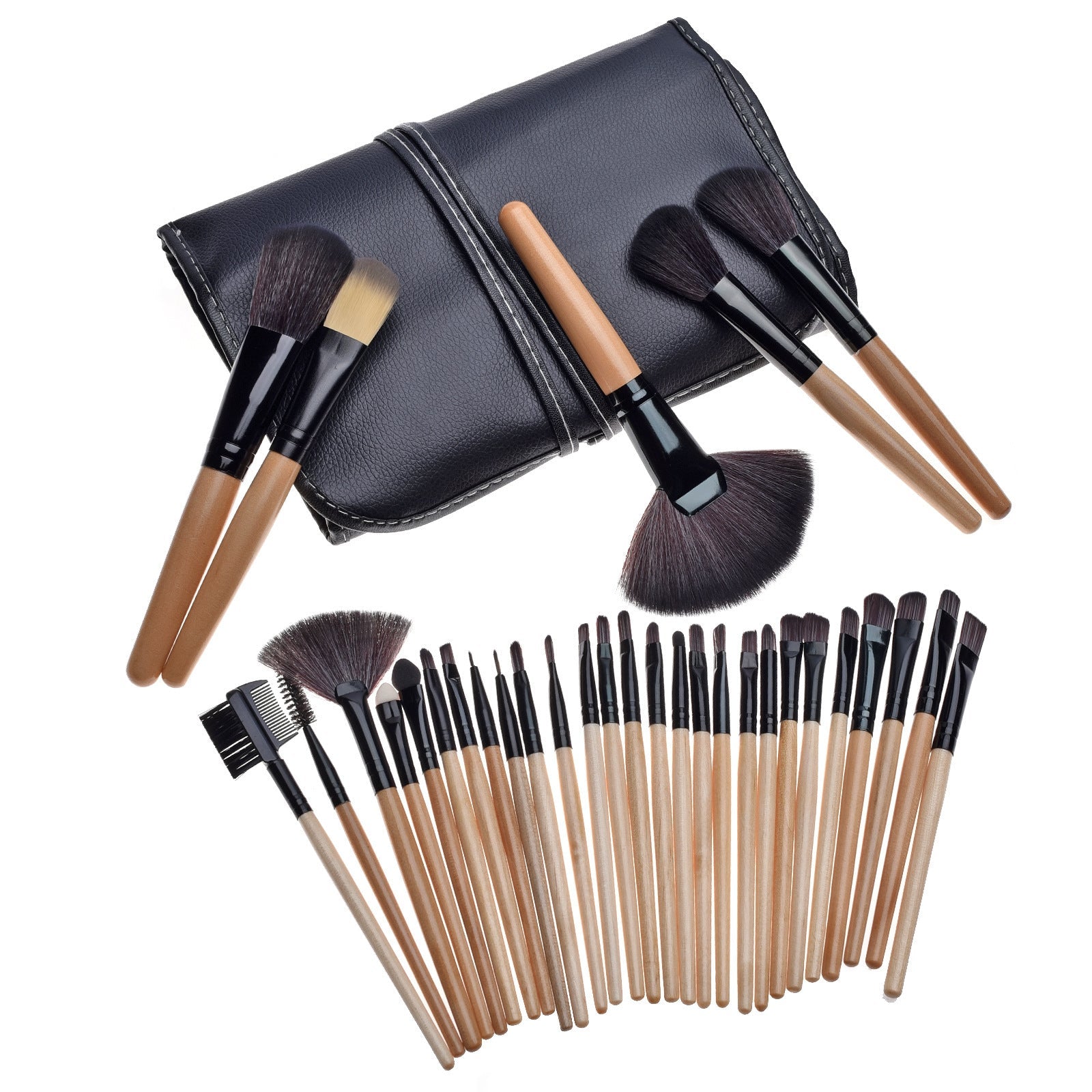 JMT-408394 Professional Makeup Brush Bag with Wooden Handle and Rayon Brushes