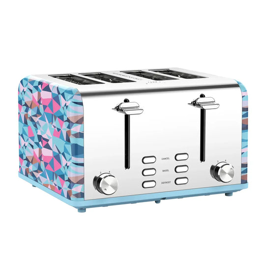 JMT-408778 Extra Wide 4-Slice Retro Toaster with Reheat, Defrost, Cancel Functions and 6 Browning Levels