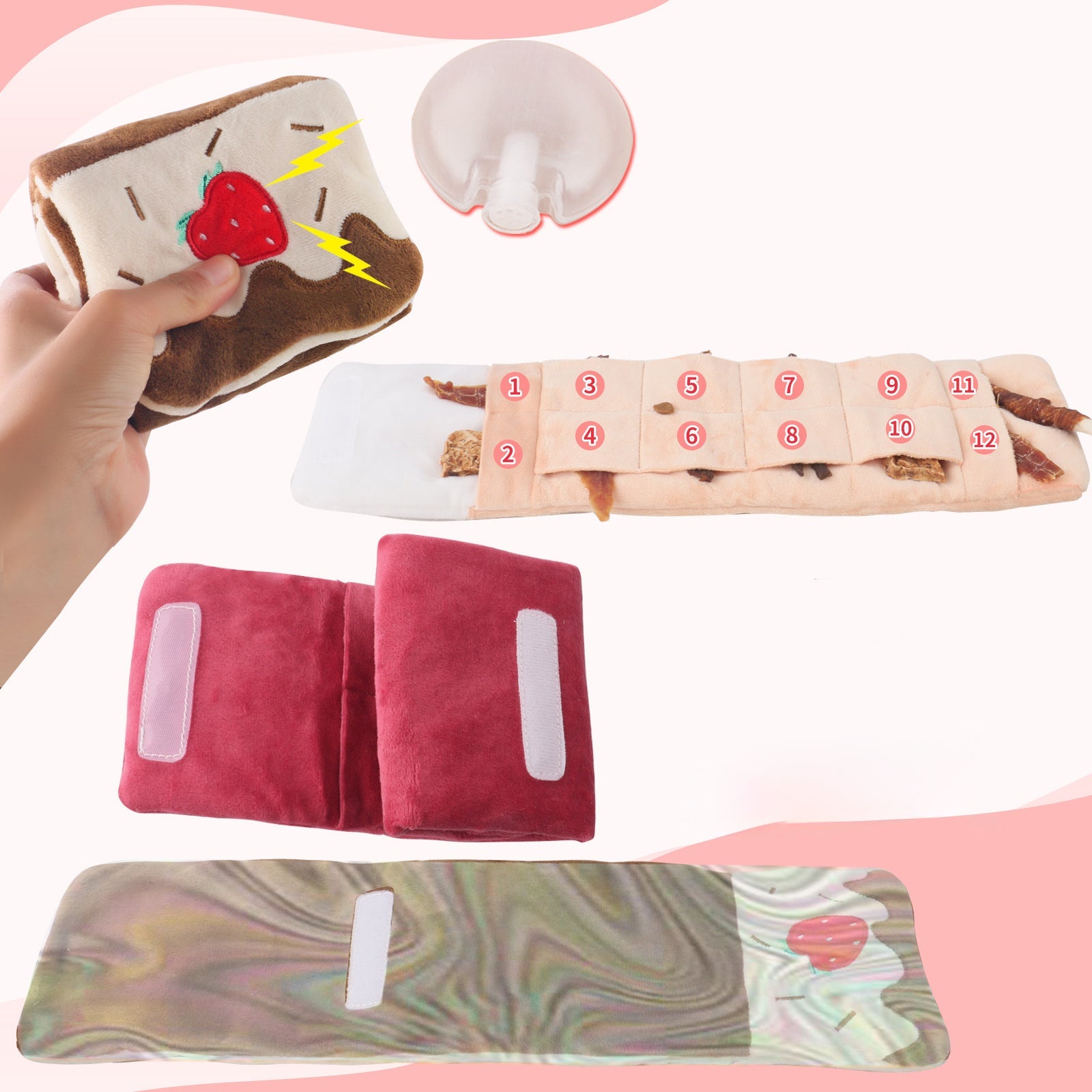 JMT-409098 Interactive Snuffle Mat for Dogs - Plush Molar Puzzle Toy and Slow Feeder, Easy to Clean Sniffing Fun