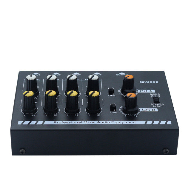JMT-409290 8-Channel Mini Stereo Audio Mixer with Custom Processing