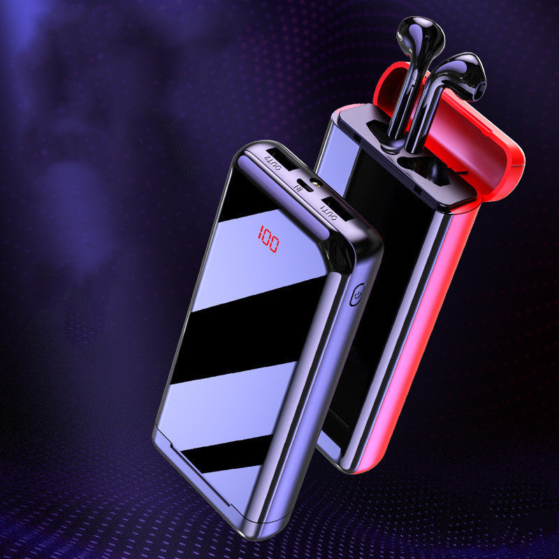 JMT-409290 Bluetooth Headset Power Bank with LCD Display, 10000mAh Lithium Ion Battery, Plastic Shell, Black/Red