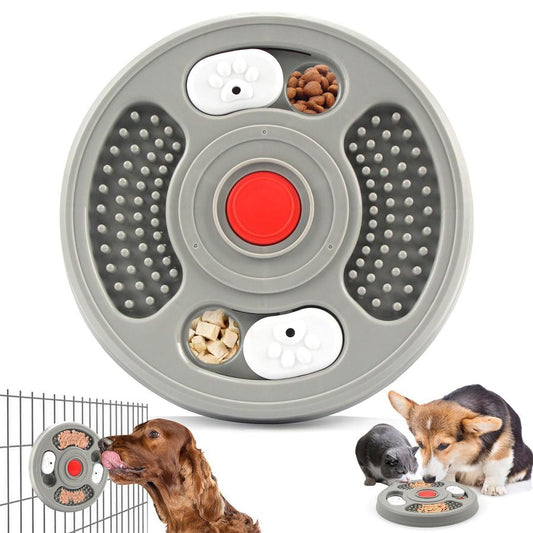 JMT-409290 Slow Feed Pet Bowl with Anti-Slip Base - 2-in-1 Treat Puzzle and Lick Mat for Dogs and Cats, Grey and Blue