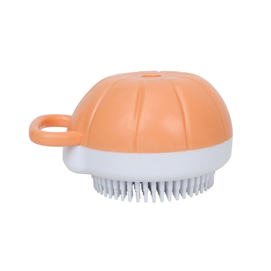 JMT-409354 Silicone Dog Bath Brush with Shampoo Dispenser and Massage Function for Effective Pet Grooming