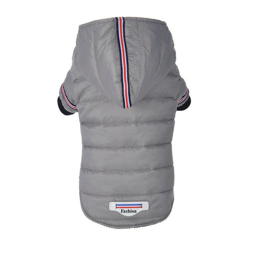 JMT-409738 Cozy Cotton-Padded Pet Clothing for Ultimate Warmth and Comfort in Red and Gray