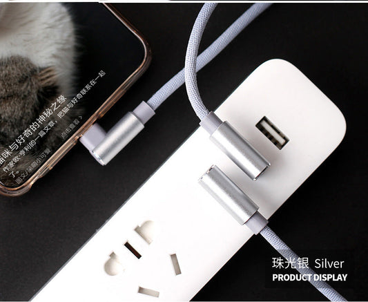 JMT-409802 Double Elbow Nylon Braided Android Data Cable for Mobile Charging - 5V 2.4A, 1m/2m/3m Options