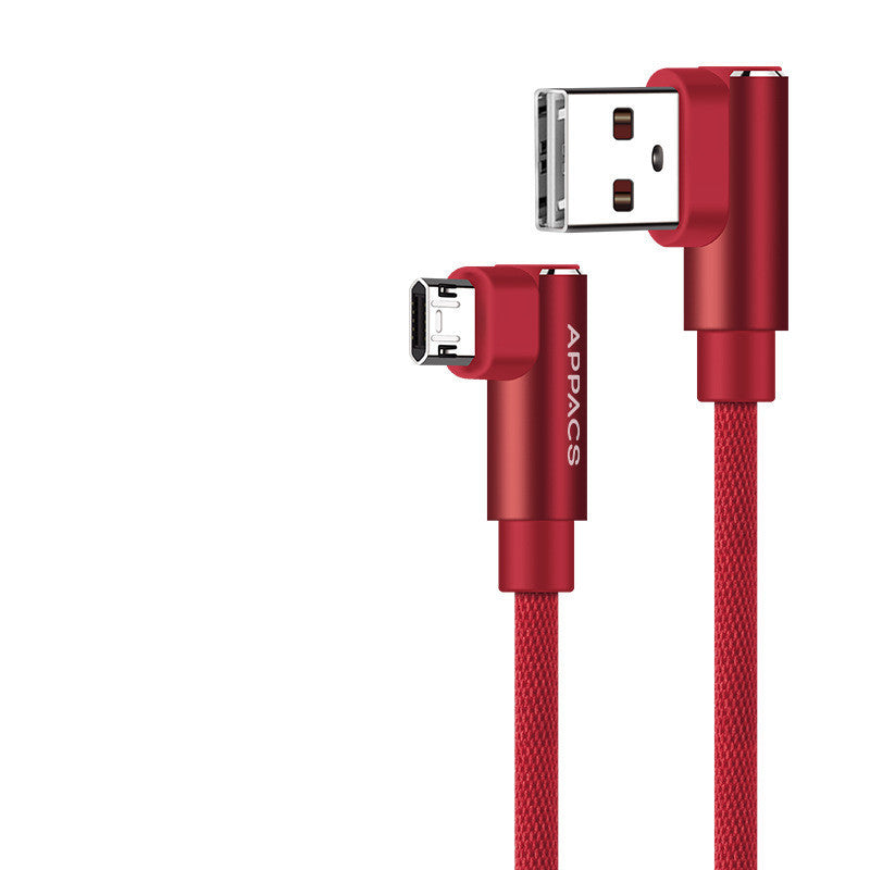JMT-409802 Double Elbow Nylon Braided Android Data Cable for Mobile Charging - 5V 2.4A, 1m/2m/3m Options