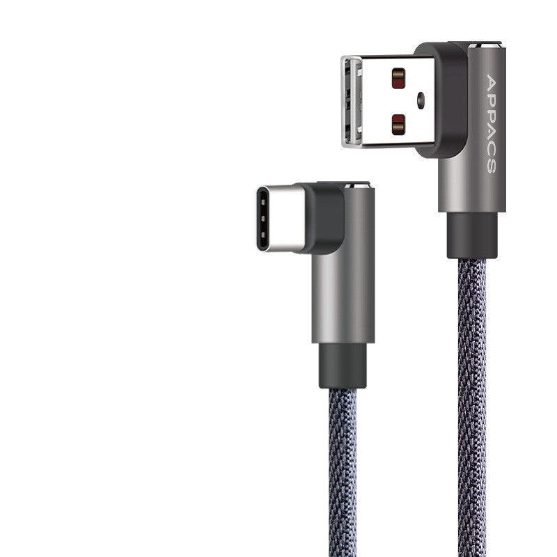 JMT-409802 Double Elbow Nylon Braided Android Data Cable for Mobile Charging - 5V 2.4A, 1m/2m/3m Options