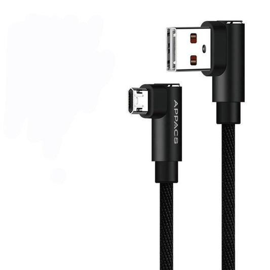 JMT-409802 Double Elbow Nylon Braided Android Data Cable for Mobile Charging - 5V 2.4A, 1m/2m/3m Options