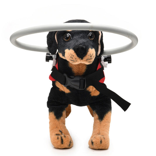 JMT-409930 Anti-Collision Ring for Blind Dogs - Adjustable Polyester Safety Harness in Blue or Red, Suitable for All Seasons, Size S & M Available