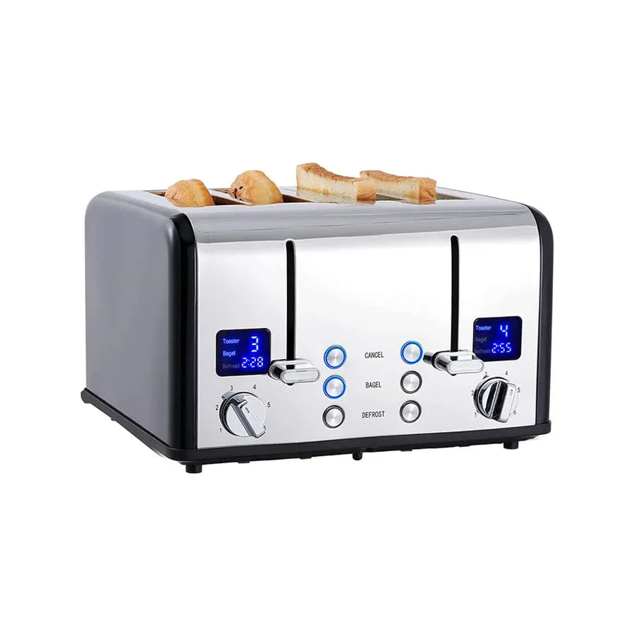 JMT-409930 Modern 4-Slice Electric Toaster with Touch Screen LED Display for Convenient Breakfast Preparation