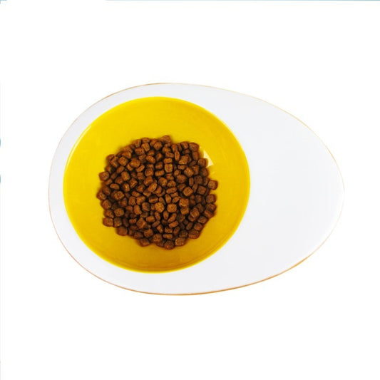 JMT-410442 Medium Ceramic Dog Bowl - Egg Shape, 25x18x8CM, Ideal for Pets