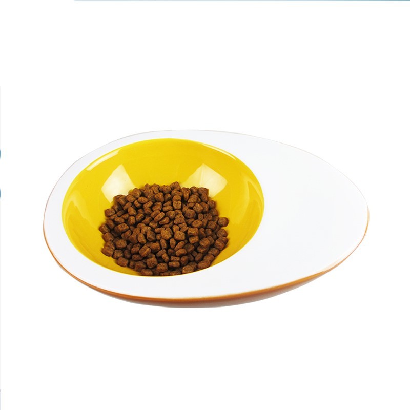 JMT-410442 Medium Ceramic Dog Bowl - Egg Shape, 25x18x8CM, Ideal for Pets