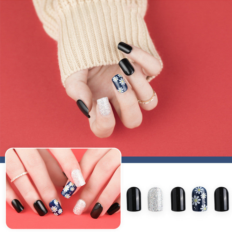 JMT-410570 Waterproof DIY Glitter Fake Nail Patch Set - 30 Pieces with Nail Sequins