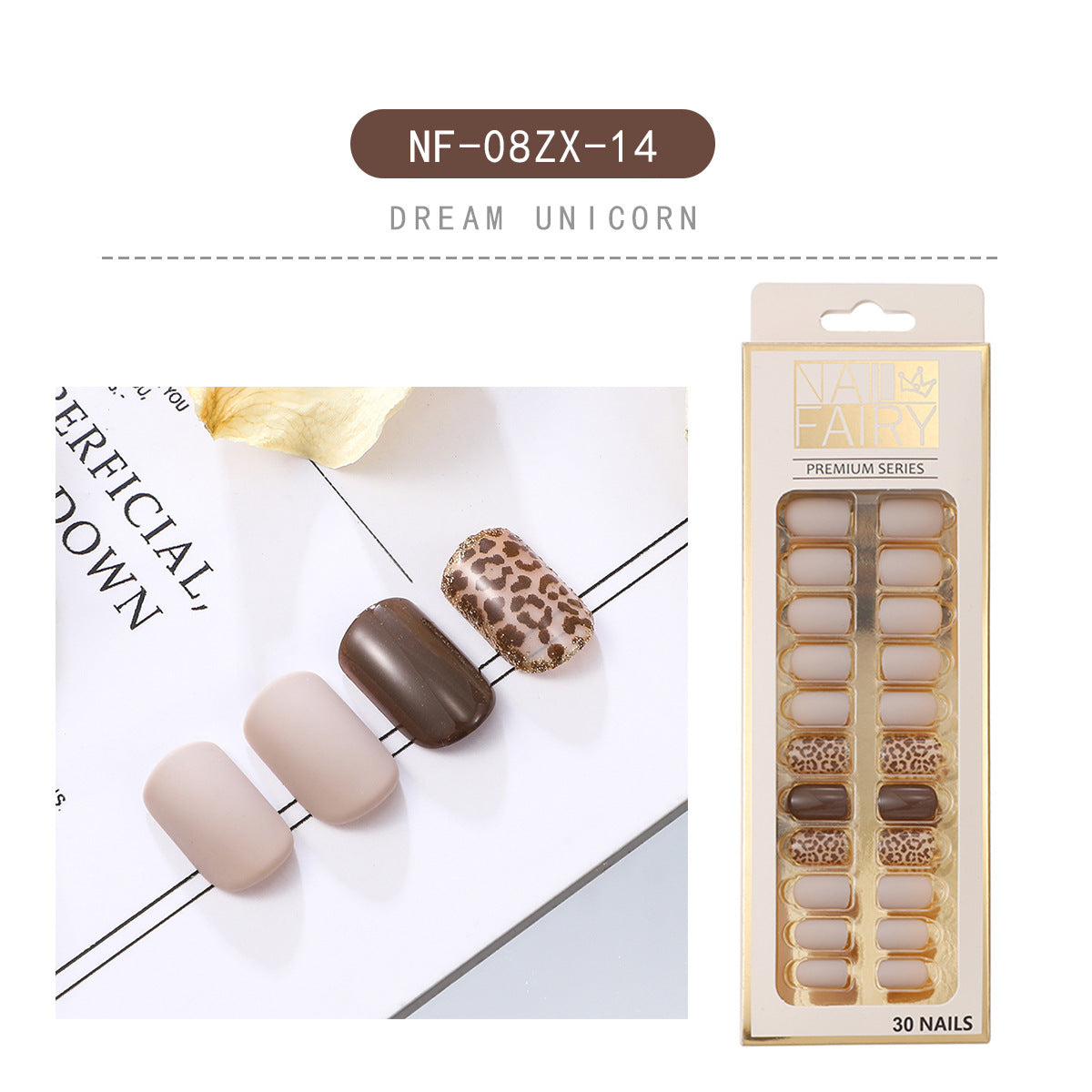 JMT-410570 Waterproof DIY Glitter Fake Nail Patch Set - 30 Pieces with Nail Sequins