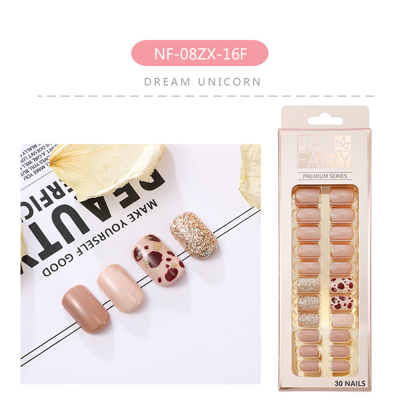 JMT-410570 Waterproof DIY Glitter Fake Nail Patch Set - 30 Pieces with Nail Sequins