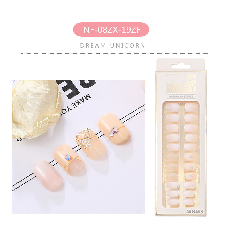 JMT-410570 Waterproof DIY Glitter Fake Nail Patch Set - 30 Pieces with Nail Sequins