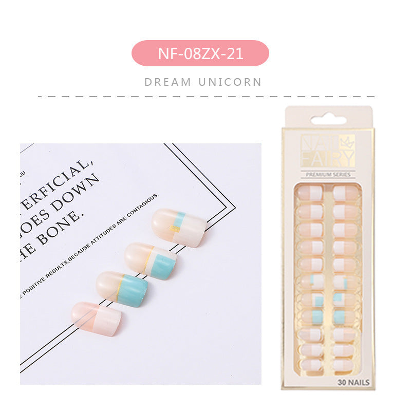 JMT-410570 Waterproof DIY Glitter Fake Nail Patch Set - 30 Pieces with Nail Sequins