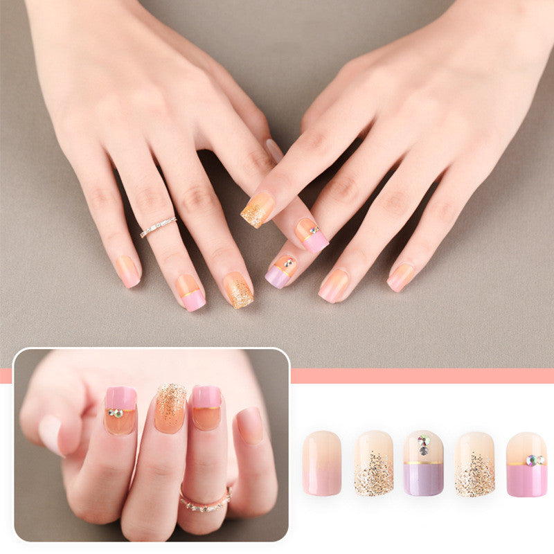 JMT-410570 Waterproof DIY Glitter Fake Nail Patch Set - 30 Pieces with Nail Sequins