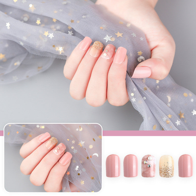 JMT-410570 Waterproof DIY Glitter Fake Nail Patch Set - 30 Pieces with Nail Sequins