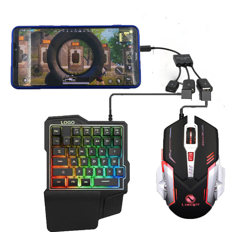 JMT-410890 Eat Chicken Game Set with One-Handed Controller and Gaming Mouse for IOS and Android Platforms