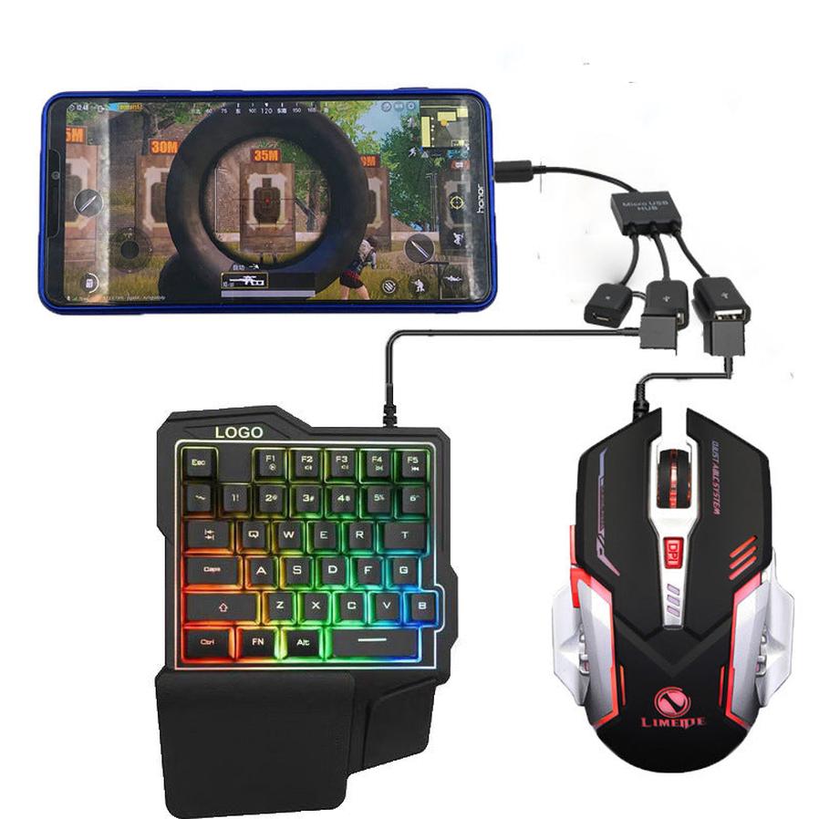 JMT-410890 Eat Chicken Game Set with One-Handed Controller and Gaming Mouse for IOS and Android Platforms