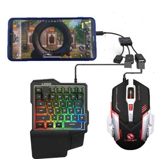 JMT-410890 Eat Chicken Game Set with One-Handed Controller and Gaming Mouse for IOS and Android Platforms