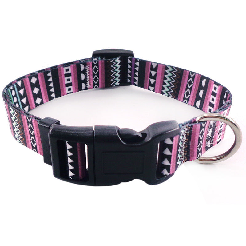 JMT-411082 Bohemian Digital Printing Pet Collars - Adjustable Polyester Dog Collars for All Seasons
