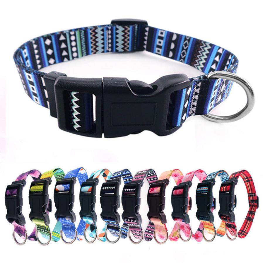 JMT-411082 Bohemian Digital Printing Pet Collars - Adjustable Polyester Dog Collars for All Seasons