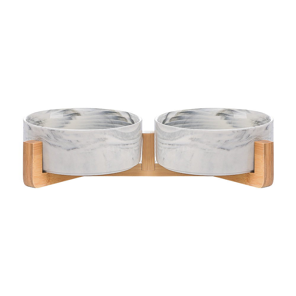 JMT-411594 Double Ceramic Cat and Dog Bowl – 400ml Pet Food and Water Dish, Anti-Tipping Design