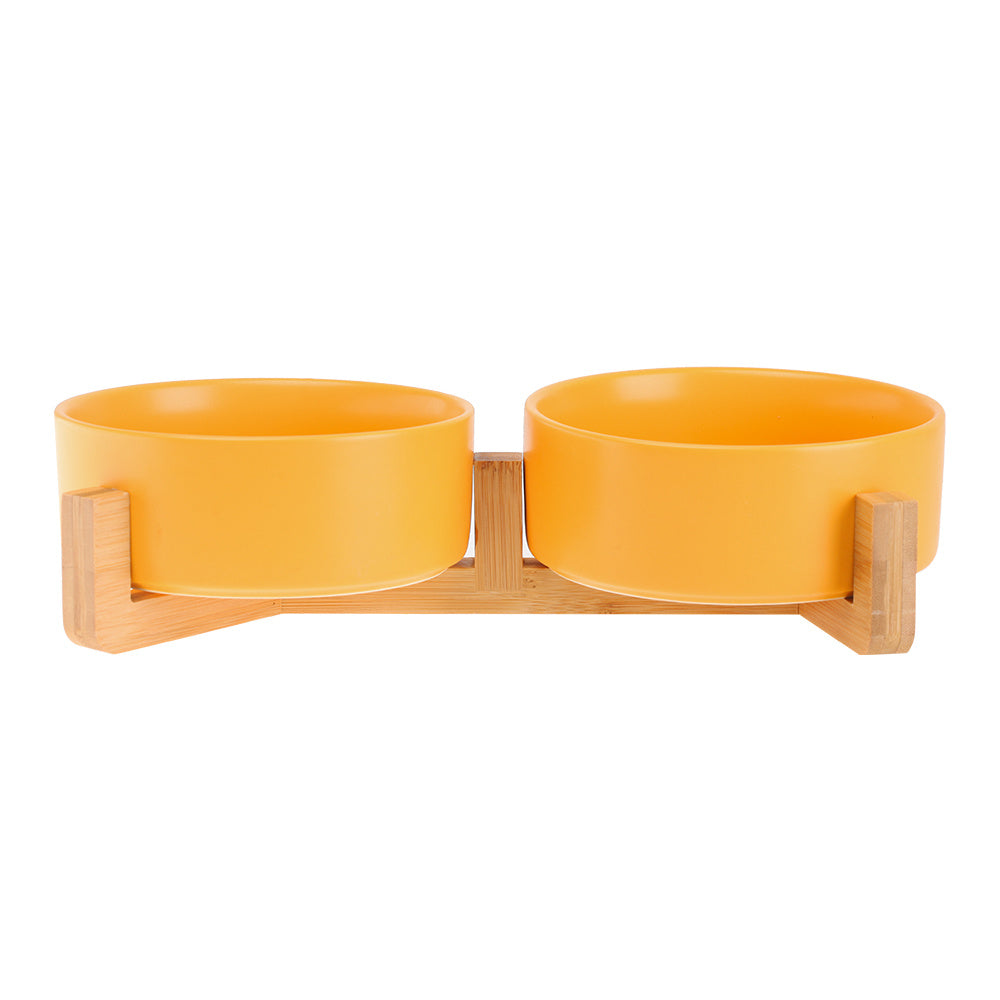 JMT-411594 Double Ceramic Cat and Dog Bowl – 400ml Pet Food and Water Dish, Anti-Tipping Design