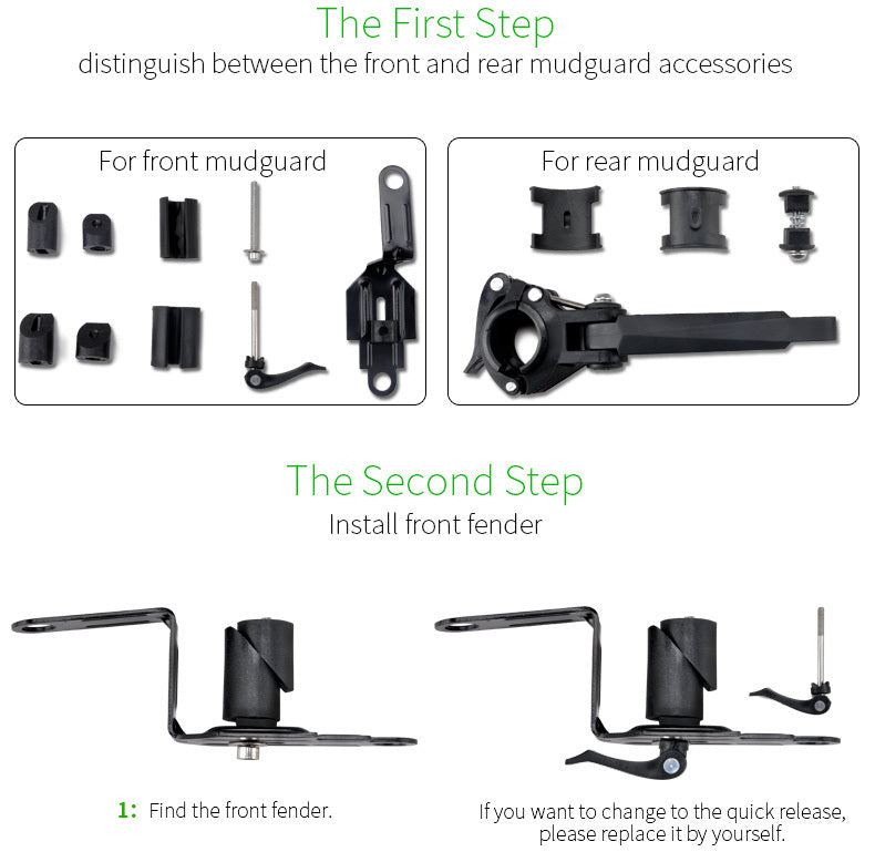JMT-411722 Mountain Bike Mudguard for 24'-29' Bikes - Eco-Friendly Plastic & Soft Rubber, Quick Disassembly Design