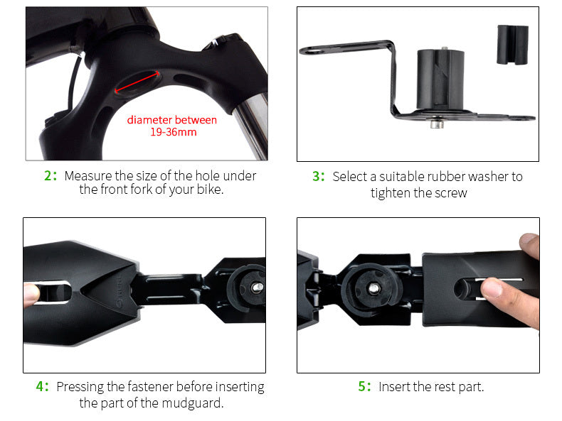 JMT-411722 Mountain Bike Mudguard for 24'-29' Bikes - Eco-Friendly Plastic & Soft Rubber, Quick Disassembly Design