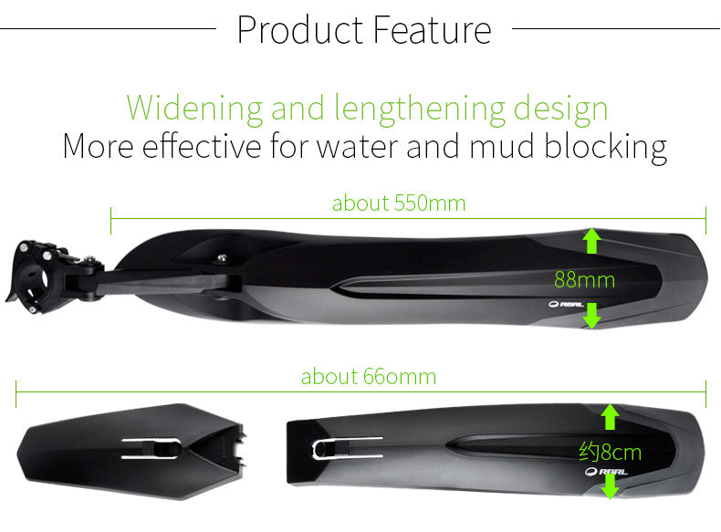 JMT-411722 Mountain Bike Mudguard for 24'-29' Bikes - Eco-Friendly Plastic & Soft Rubber, Quick Disassembly Design