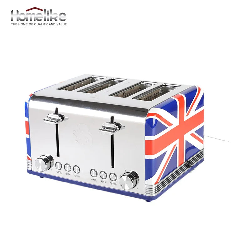 JMT-412234 4-Slice Automatic Pop-Up Toaster with Custom Pattern Design for Kitchen Use