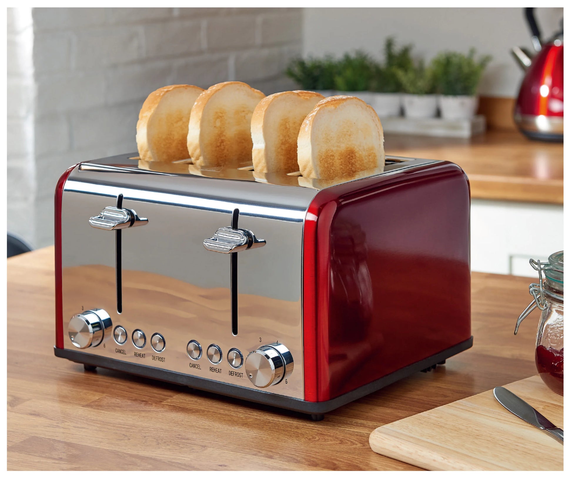 JMT-412234 4-Slice Automatic Pop-Up Toaster with Custom Pattern Design for Kitchen Use