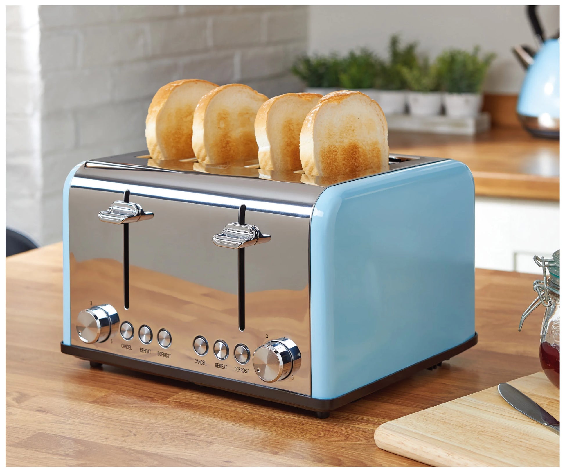 JMT-412234 4-Slice Automatic Pop-Up Toaster with Custom Pattern Design for Kitchen Use