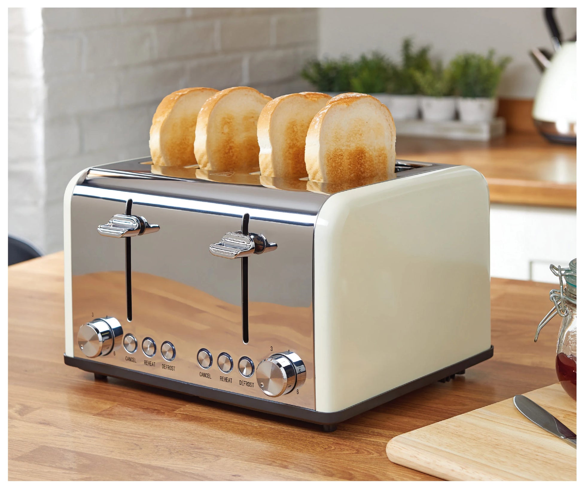 JMT-412234 4-Slice Automatic Pop-Up Toaster with Custom Pattern Design for Kitchen Use