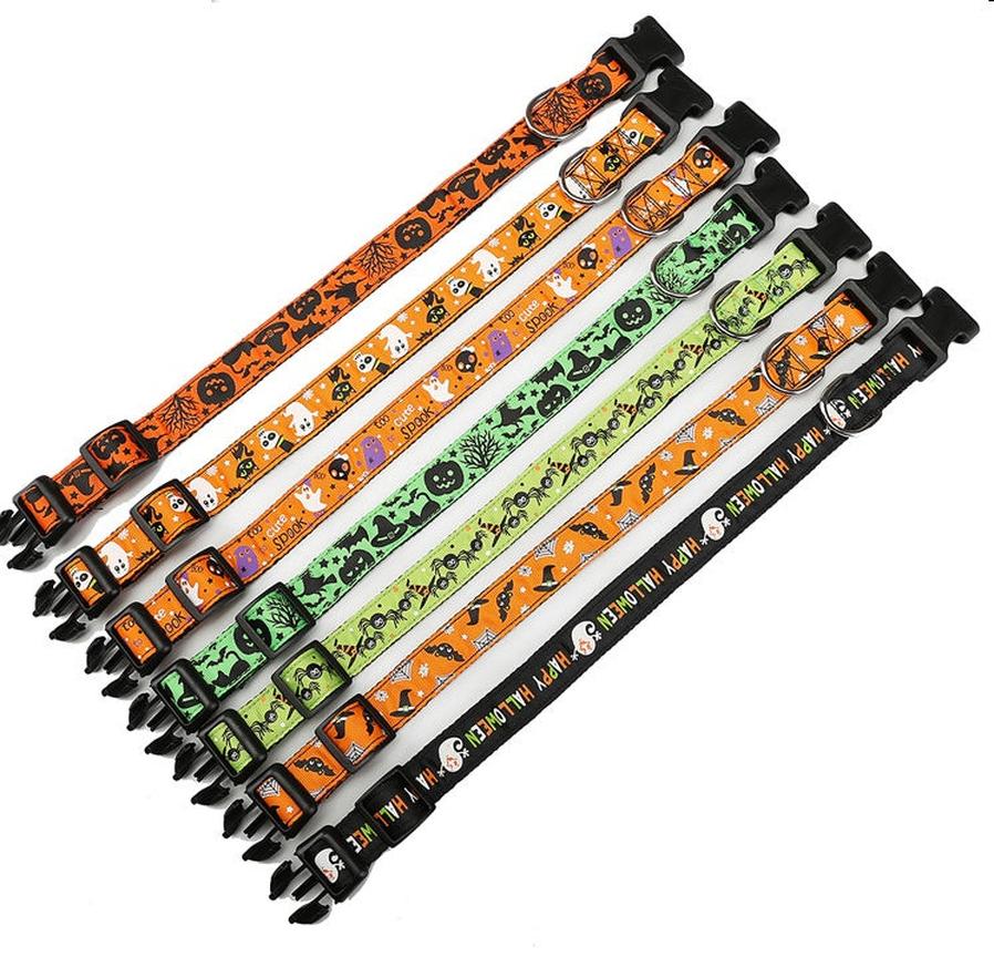 JMT-412234 Halloween-Themed Nylon Pet Collars - Various Designs and Sizes Available
