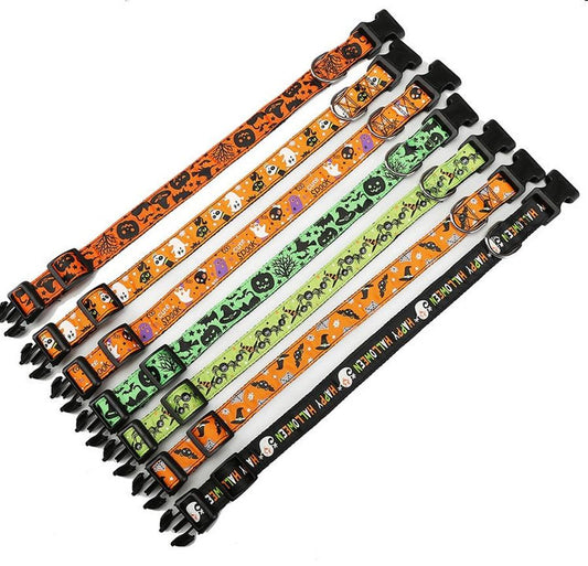 JMT-412234 Halloween-Themed Nylon Pet Collars - Various Designs and Sizes Available