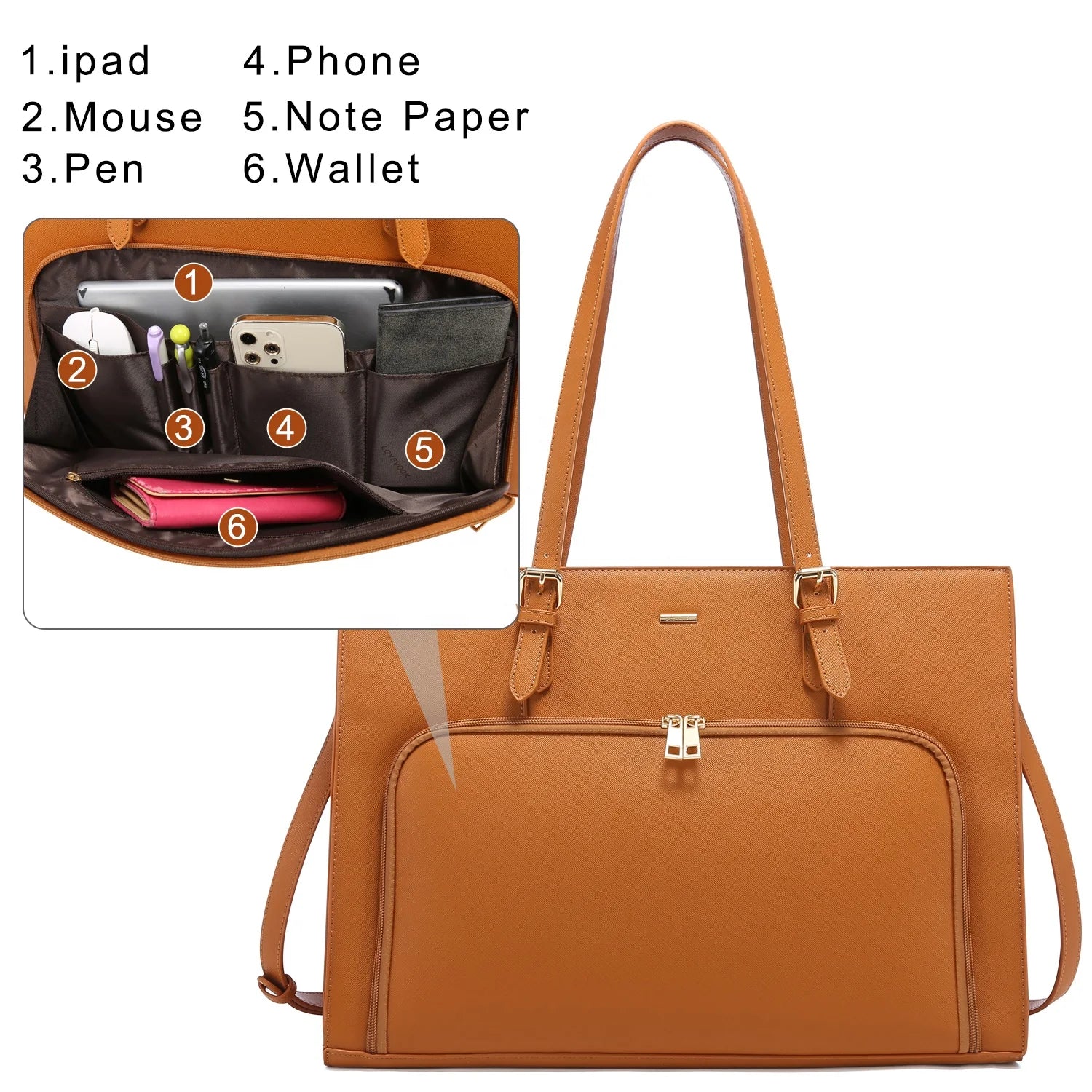 JMT-412234 Women’s Fashion Tote Bag with USB Port for 15.6 Inch Laptops