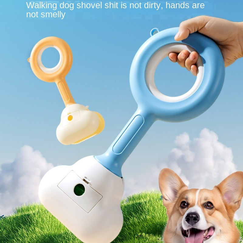 JMT-412554 Cloud-Shaped Pooper Scooper for Dogs and Cats - Comfortable No-Contact Waste Cleanup Tool in White and Blue