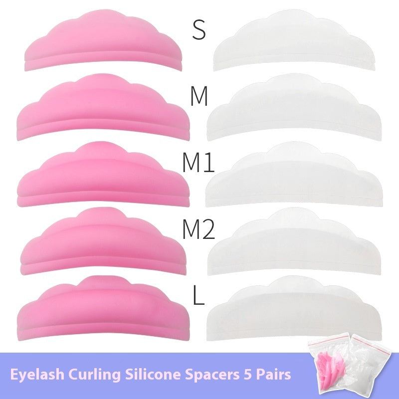 JMT-412682 Silicone Gaskets for Eyelash Planting - 5 Pairs White & Pink Sunflower Edge