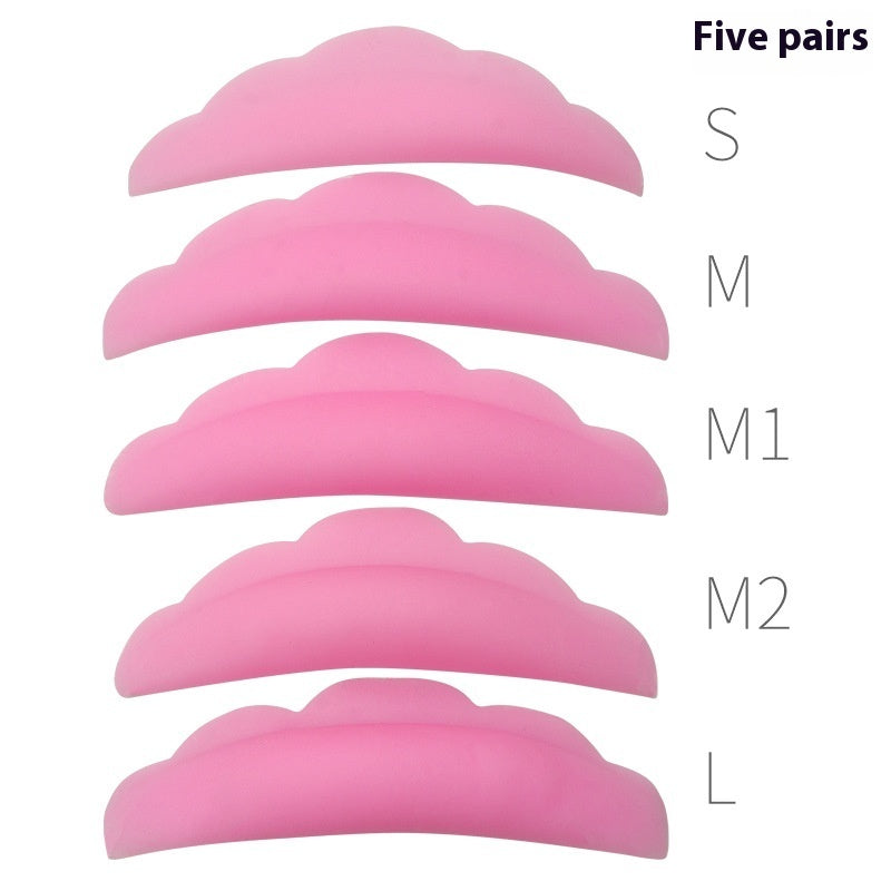 JMT-412682 Silicone Gaskets for Eyelash Planting - 5 Pairs White & Pink Sunflower Edge