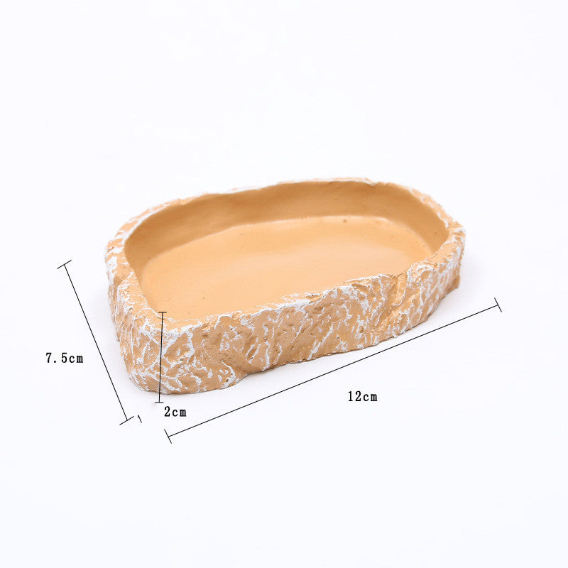 JMT-412746 Reptile Feeding Basin - High-Grade Resin Water Tray for Tortoise, Lizard, Gecko, and Horned Frog - 12x7.5x2cm