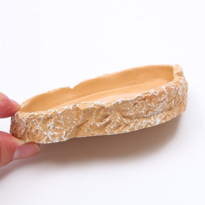 JMT-412746 Reptile Feeding Basin - High-Grade Resin Water Tray for Tortoise, Lizard, Gecko, and Horned Frog - 12x7.5x2cm