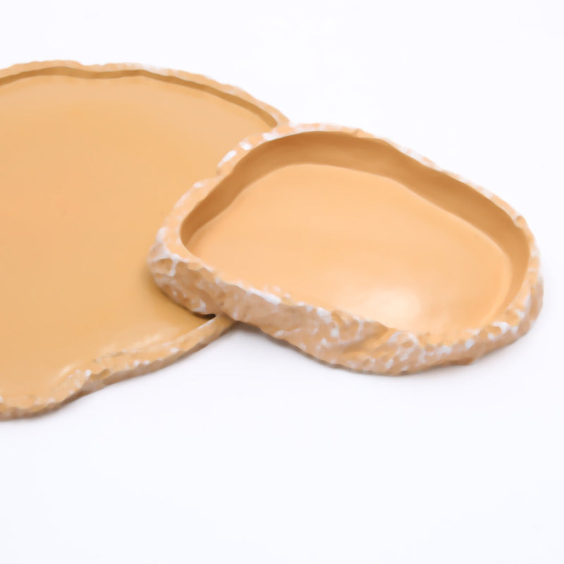 JMT-412746 Reptile Feeding Basin - High-Grade Resin Water Tray for Tortoise, Lizard, Gecko, and Horned Frog - 12x7.5x2cm