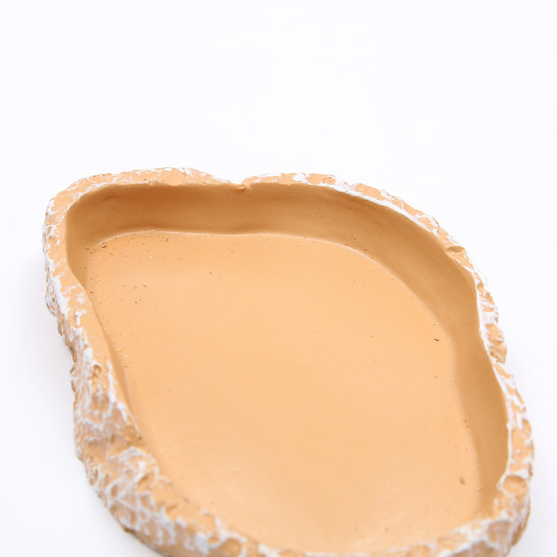 JMT-412746 Reptile Feeding Basin - High-Grade Resin Water Tray for Tortoise, Lizard, Gecko, and Horned Frog - 12x7.5x2cm