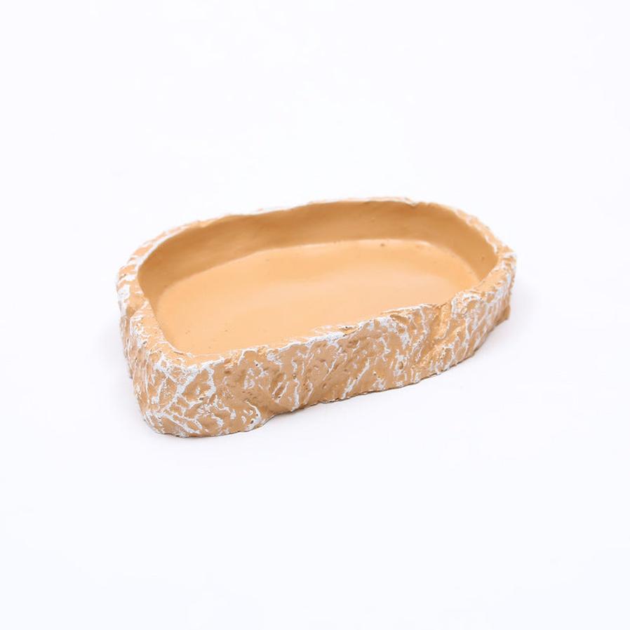 JMT-412746 Reptile Feeding Basin - High-Grade Resin Water Tray for Tortoise, Lizard, Gecko, and Horned Frog - 12x7.5x2cm